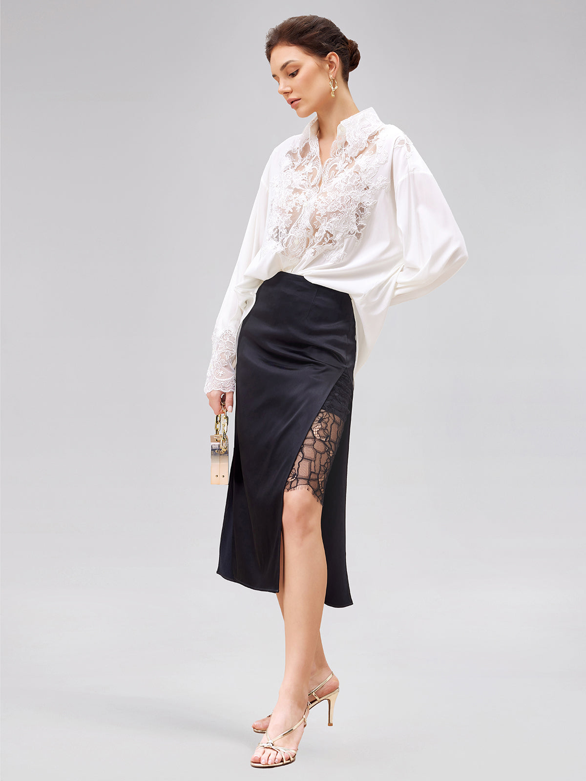 Rope Lace Embroidered Premium Silk Blouse
