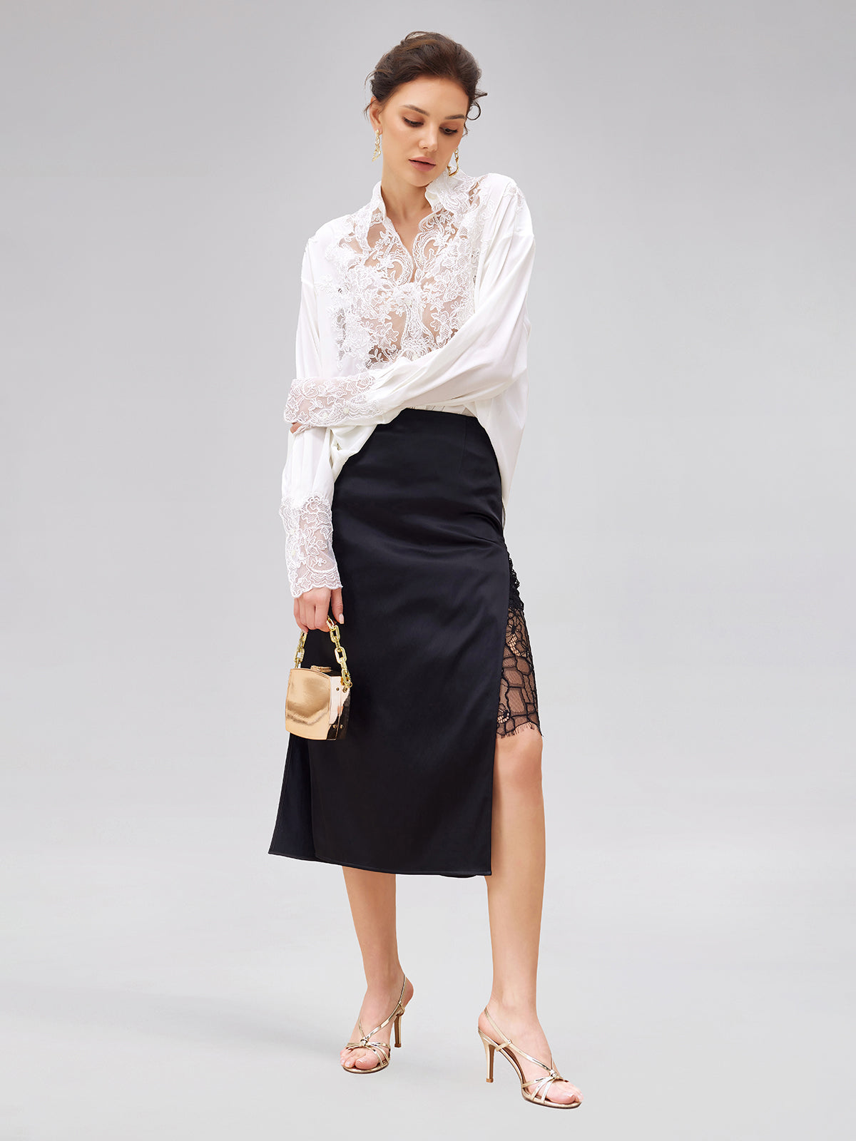 Rope Lace Embroidered Premium Silk Blouse