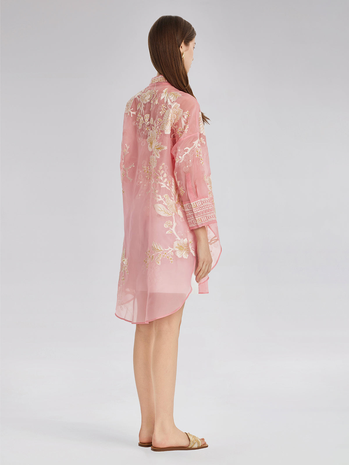 Mulberry Silk Jacquard Long Top