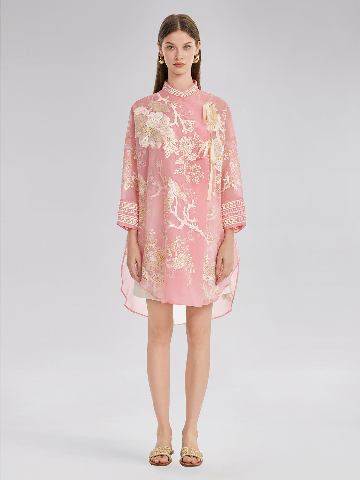 Mulberry Silk Jacquard Long Top