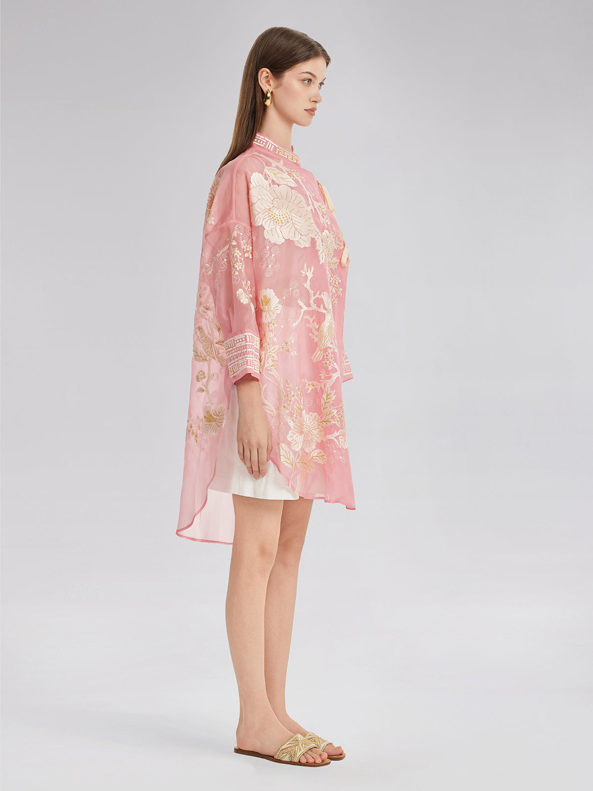 Mulberry Silk Jacquard Long Top