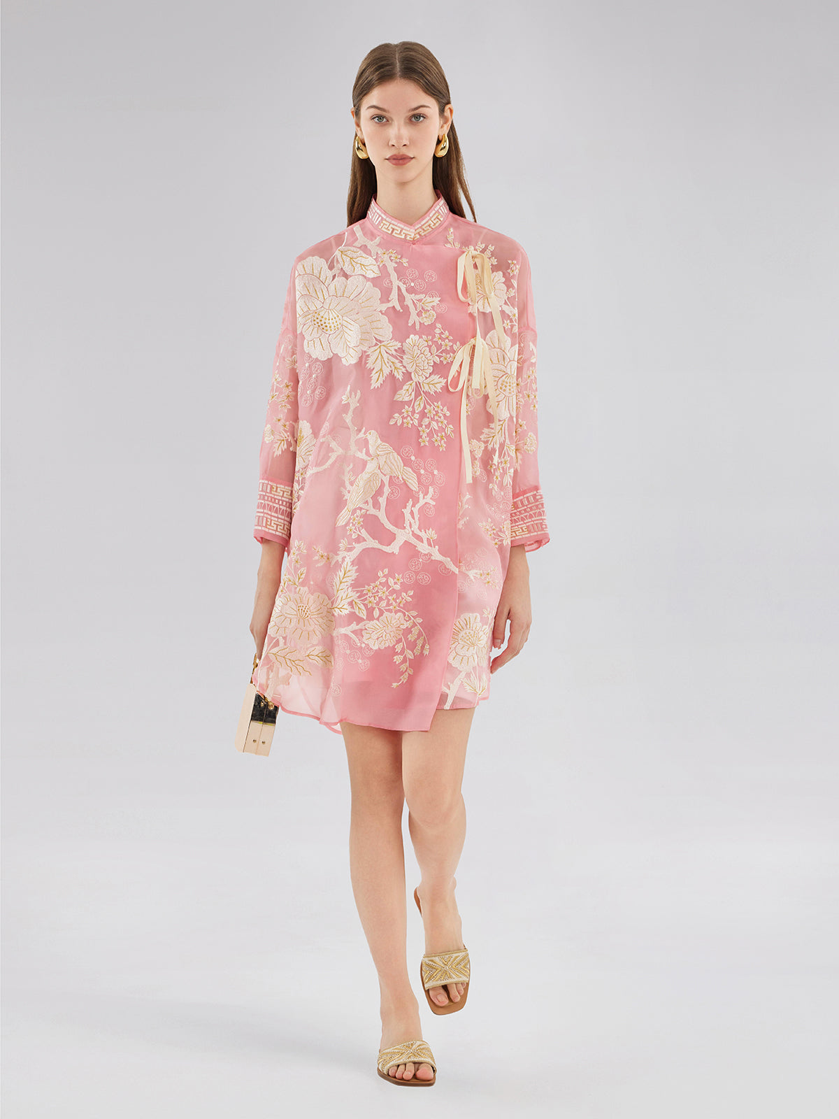 Mulberry Silk Jacquard Long Top