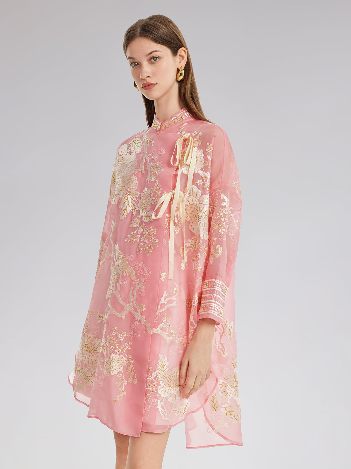 Mulberry Silk Jacquard Long Top