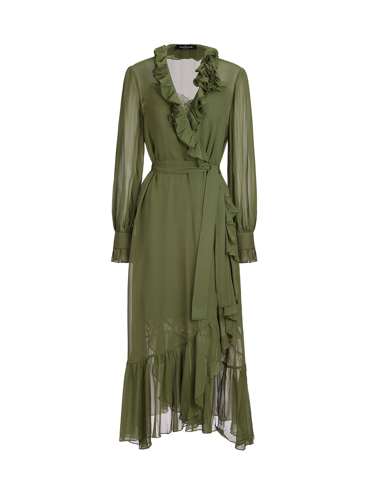 Silk Ruffle Hem Maxi Dress with Lace Cami