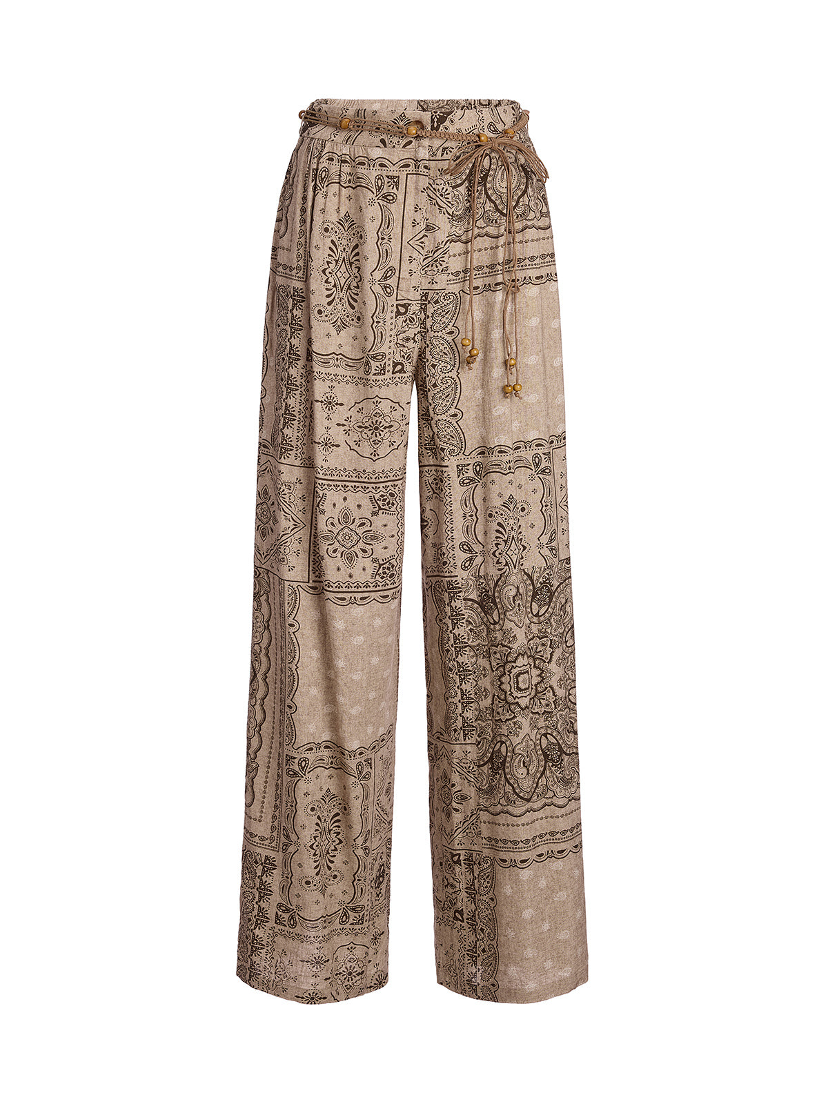 Final Sale | Paisley Print Vacation Wide-Leg Pants with Belt