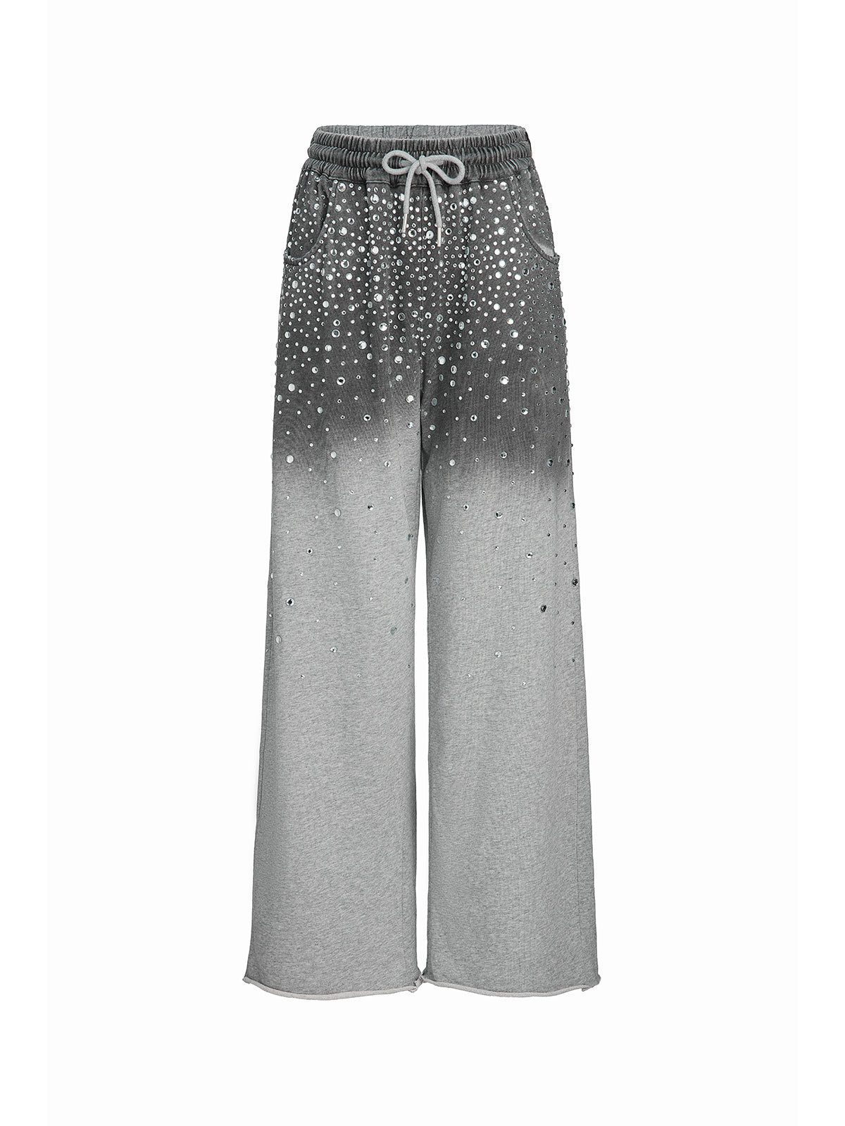 Ombre Rhinestones Washed Knit Pants