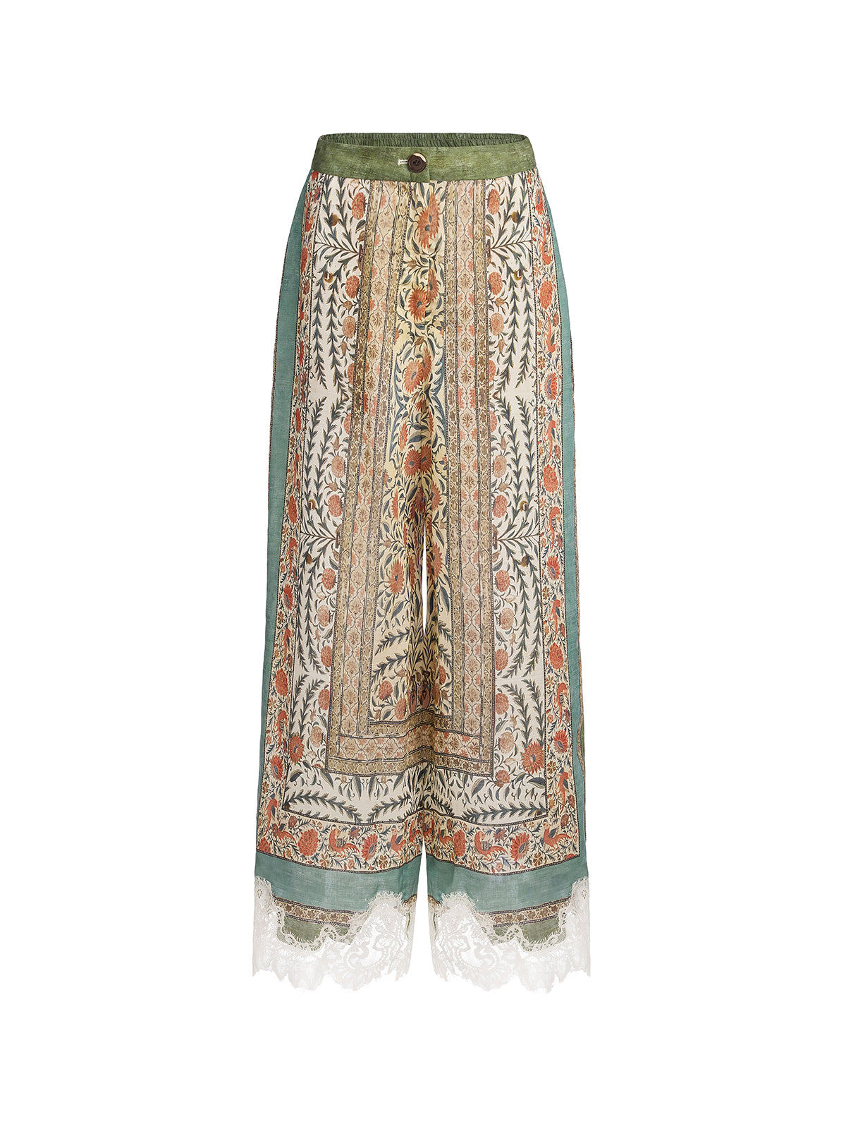 Botanical Lace Trim Resort Pants