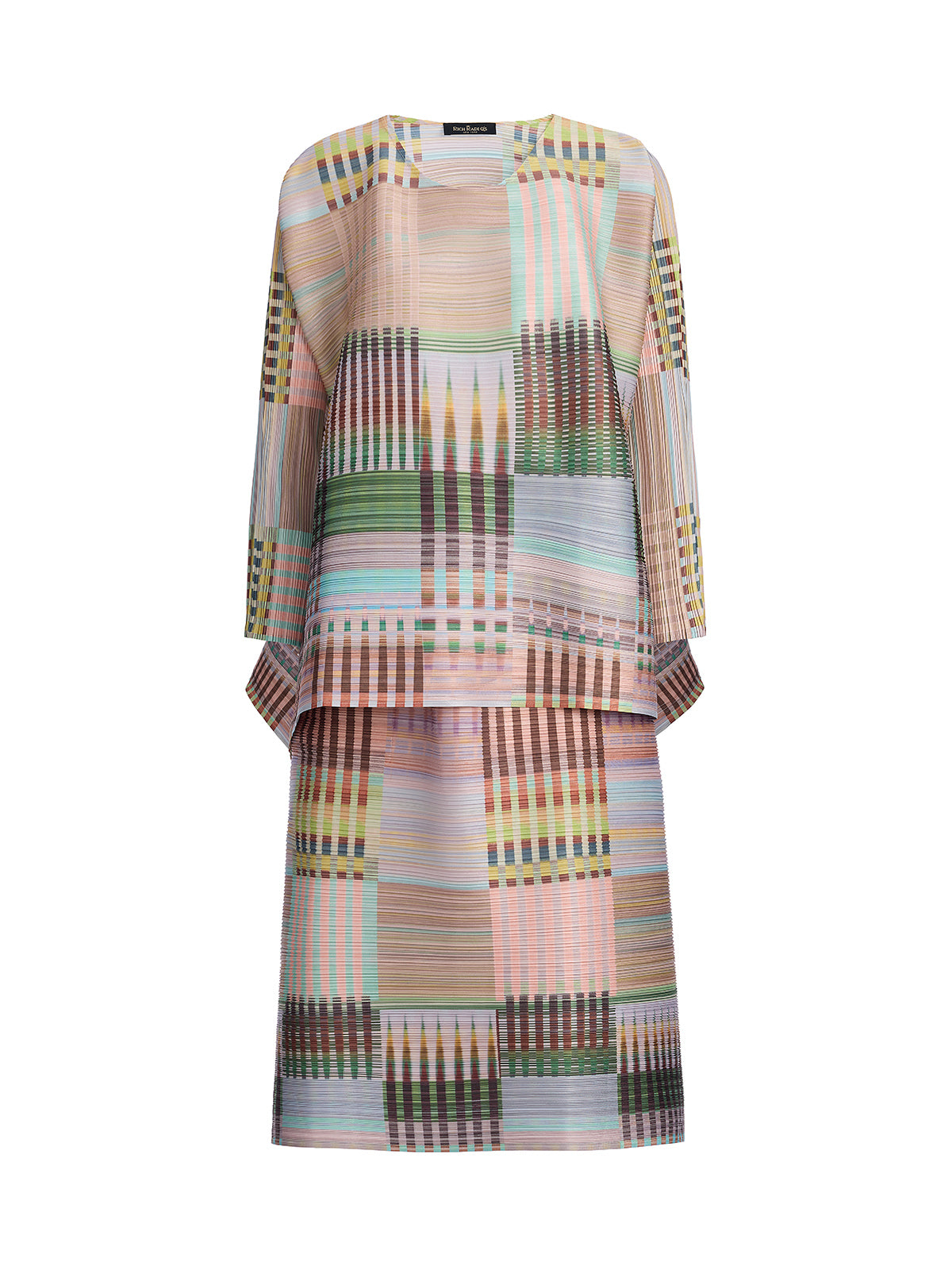 Geometric Print Pleated Elastic Waist Set