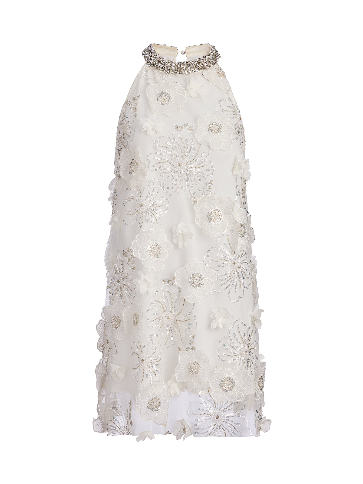 Diamond Embossed Floral Embroidered Dress