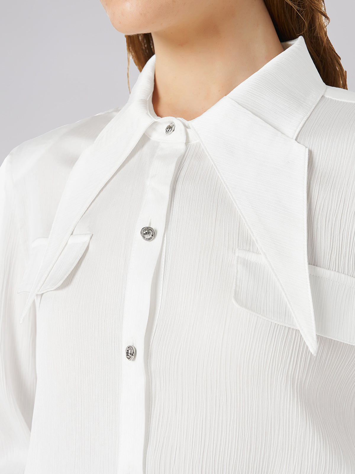 Thousand-folded Pointed Collar Shirt