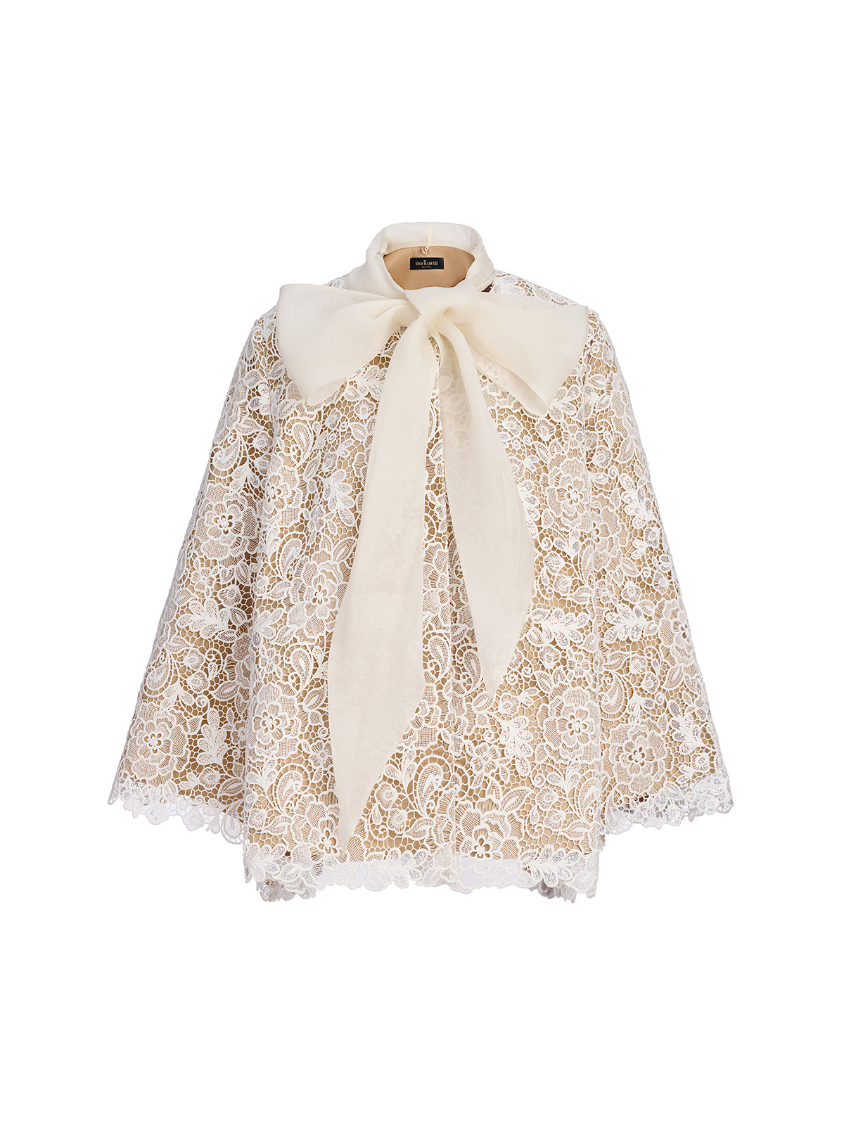 Final Sale | Elegant Lace Texture Coat with Neck Tie
