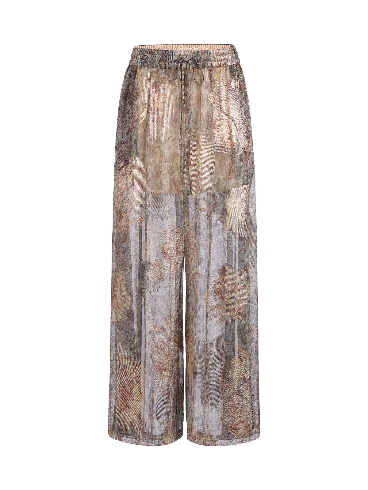 Foil-Printed Lurex Knit Drawstring Pants