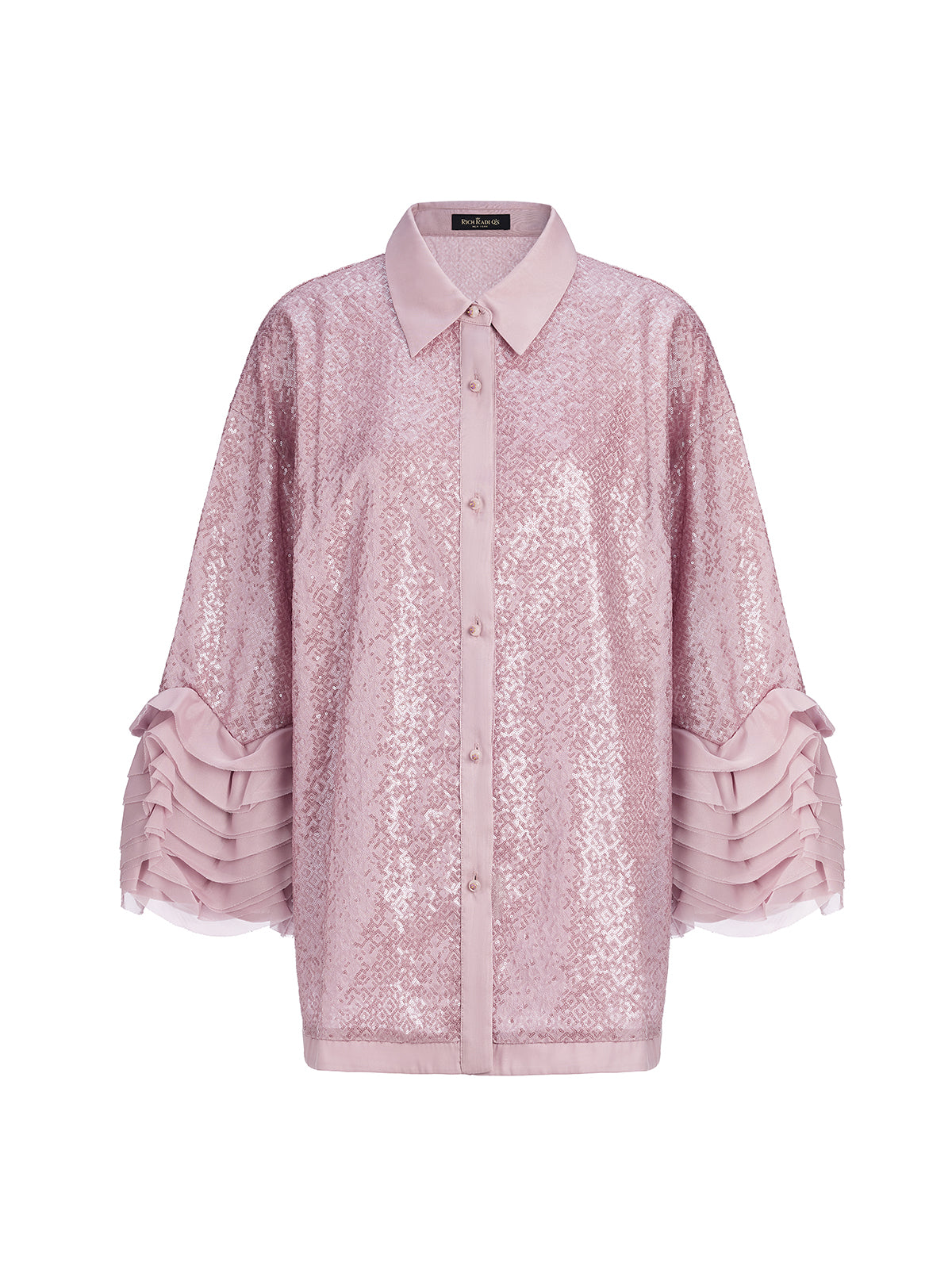 Final Sale | Luxe Ruffled Sequin Pleated Shirt