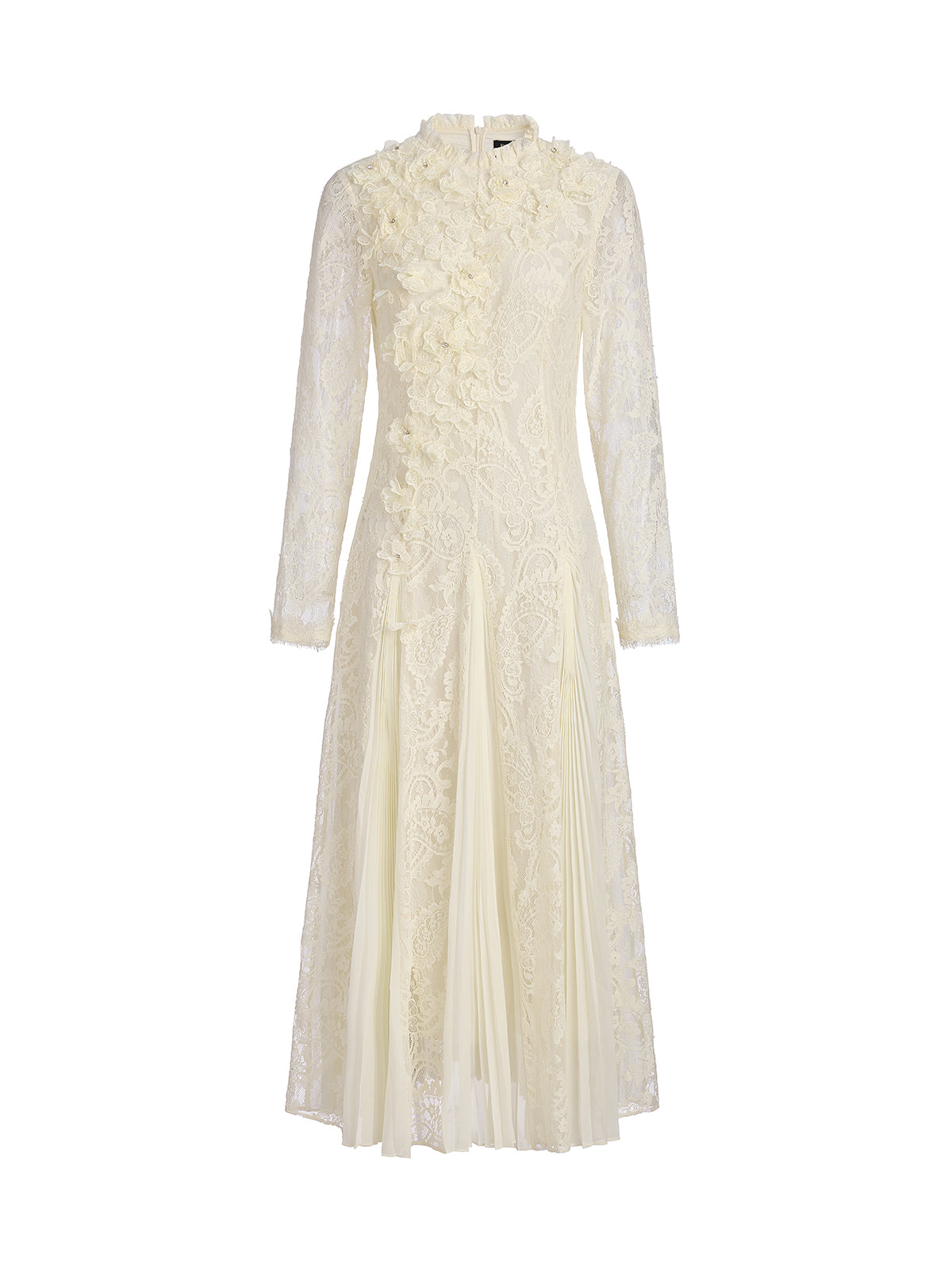 Paisley Lace Side-Pleat Dress