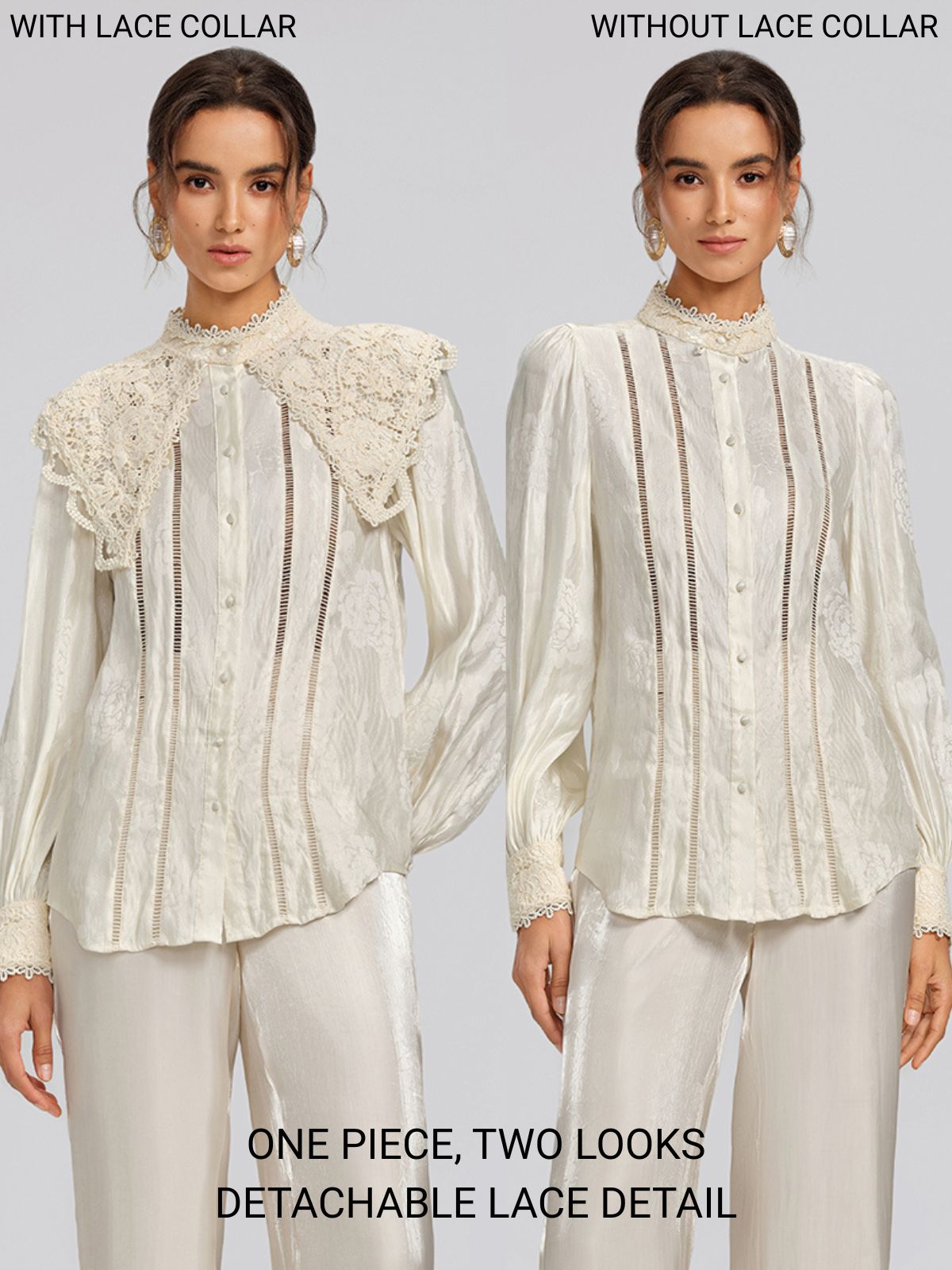 Silk-Linen Jacquard Multi-Wear Blouse
