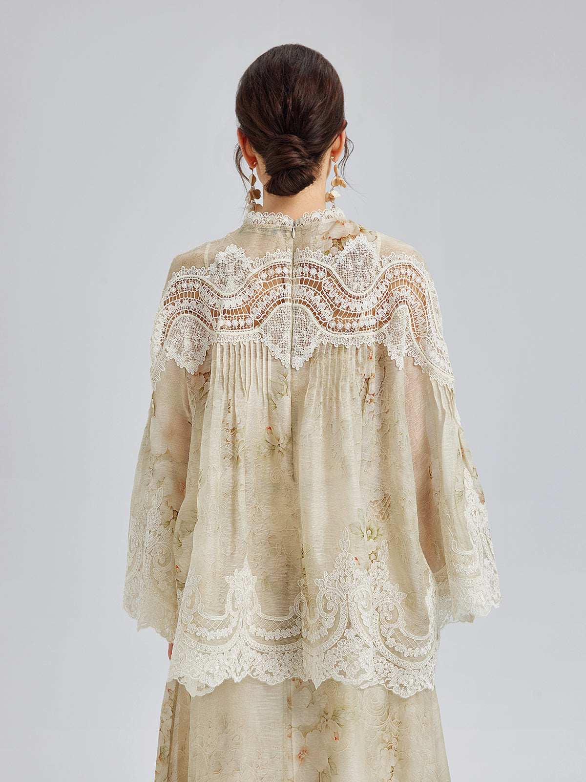 Silk-Linen Baroque Lace Blouse