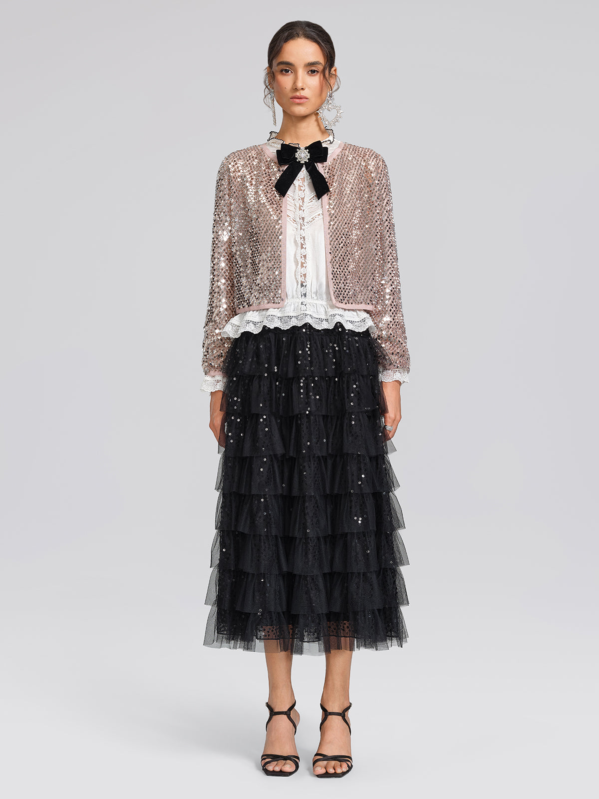 Champagne Sequin Trim Jacket