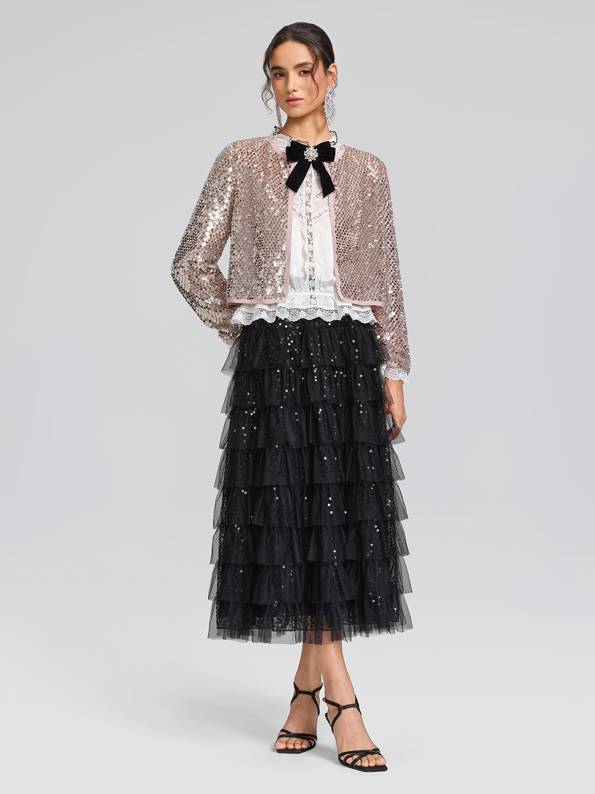 Champagne Sequin Trim Jacket