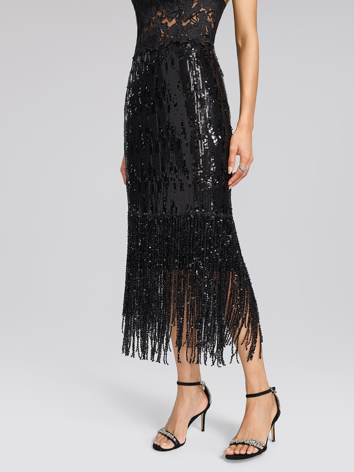 Sequin Beaded Fringe Mermaid Skirt