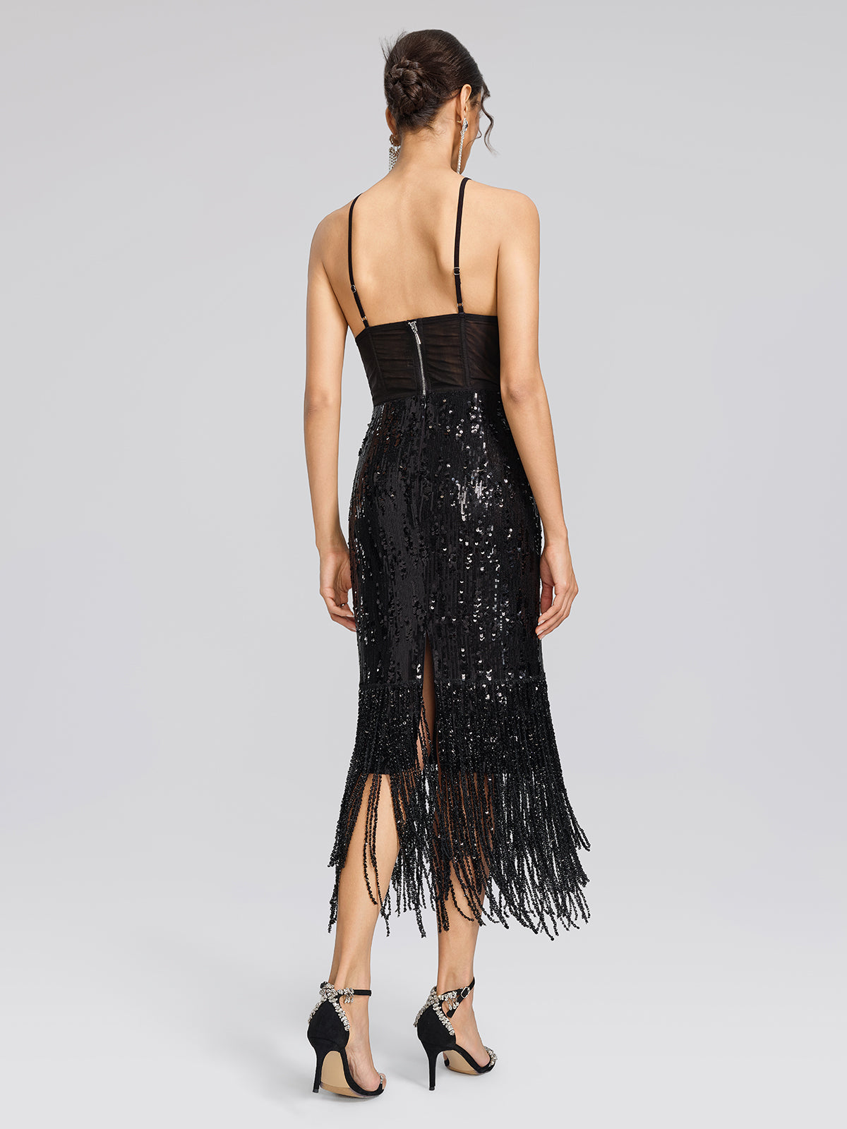Sequin Beaded Fringe Mermaid Skirt