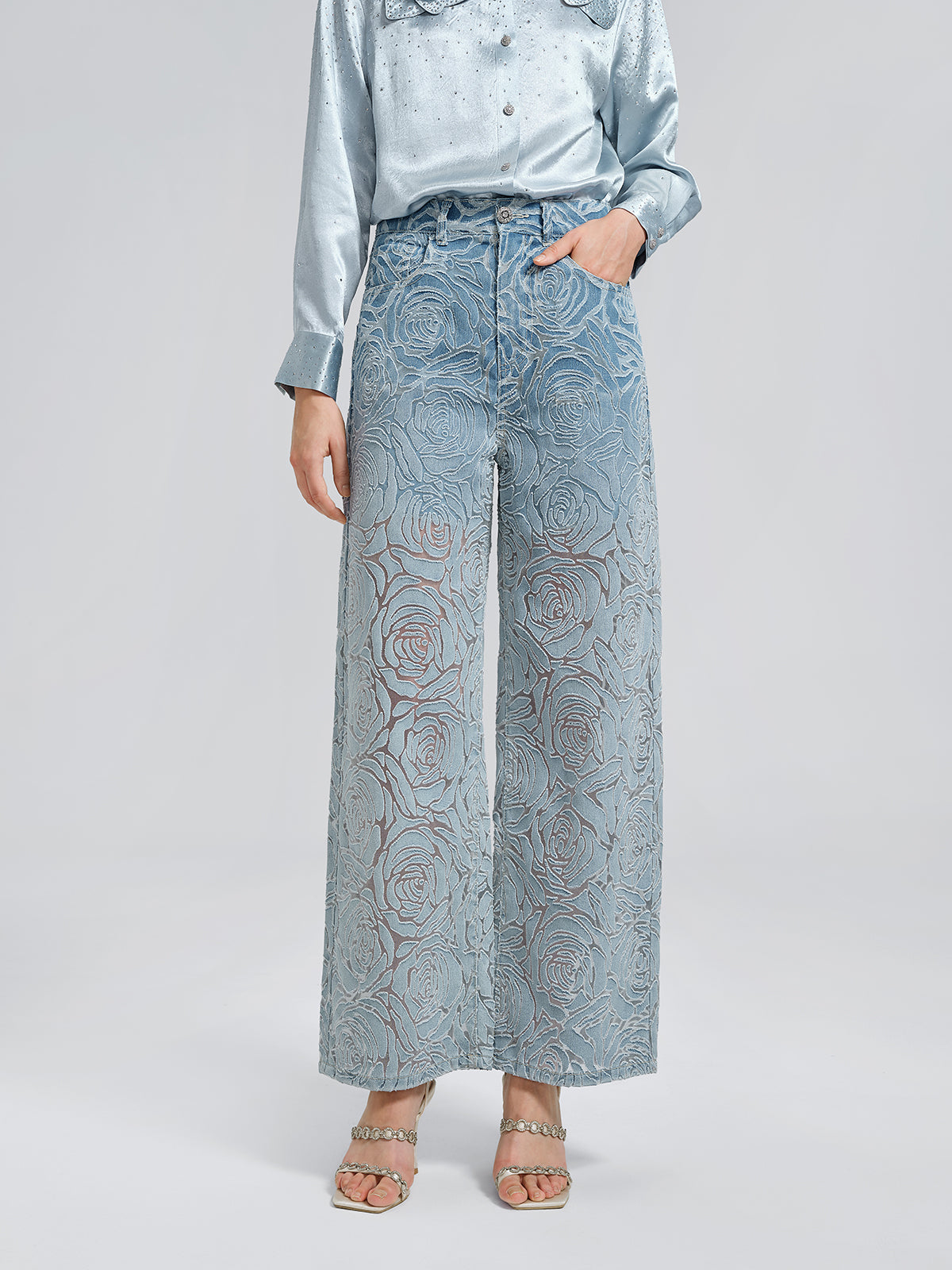 Gradient Rose Burnout Jeans