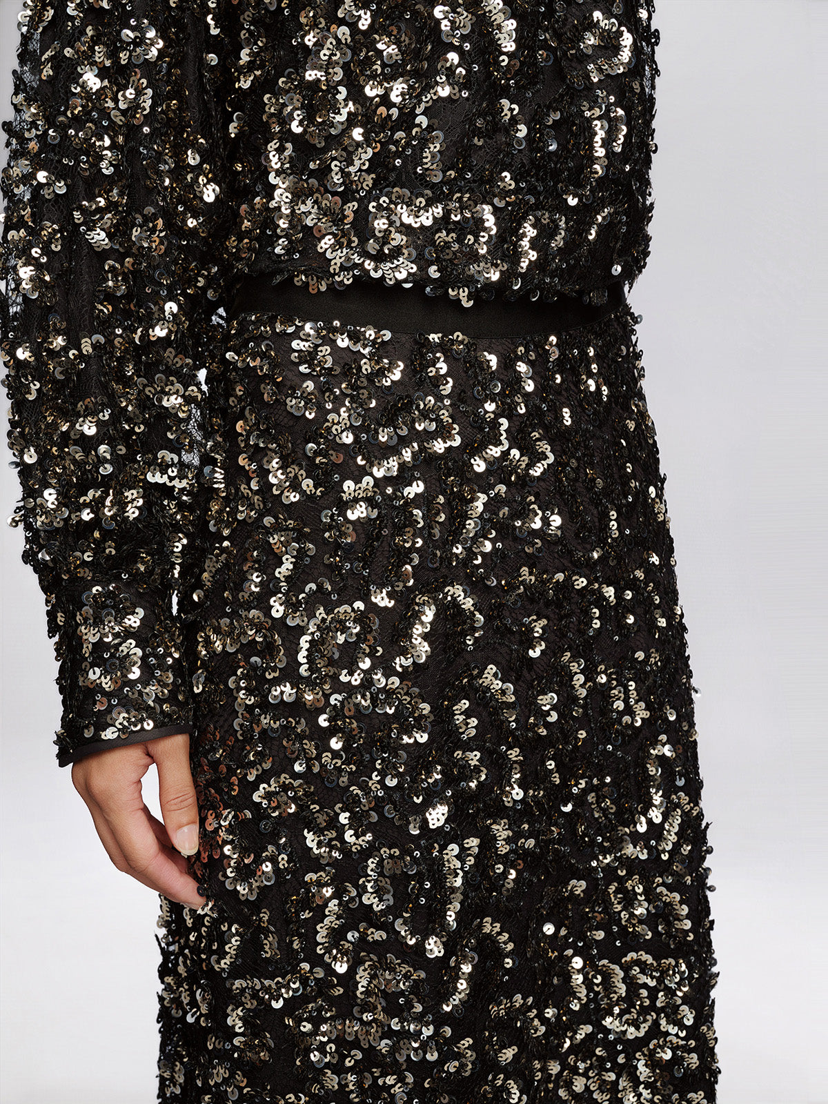 Sequin Embellished Cold-Shoulder Blouse