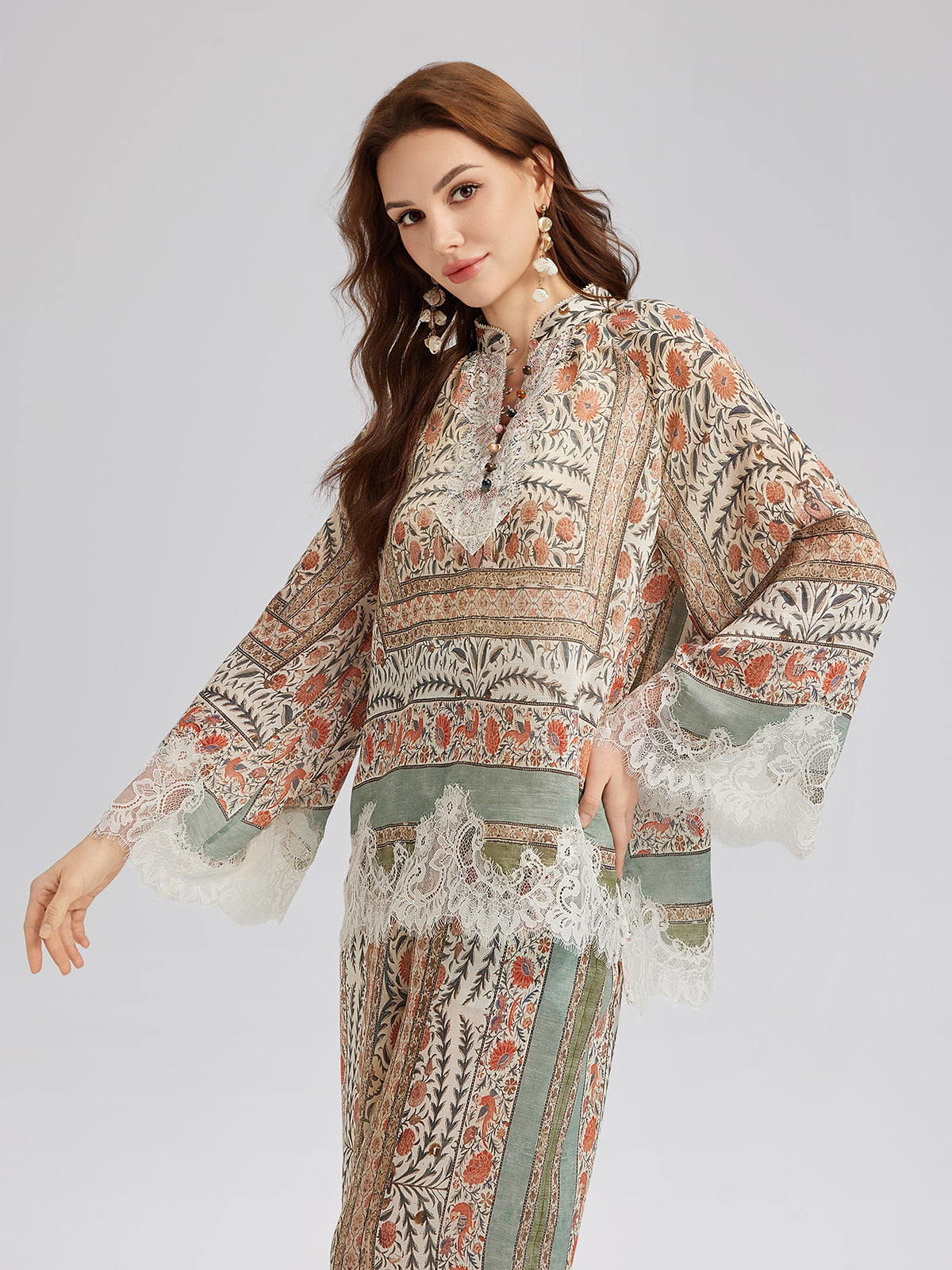 Botanical Lace Panel Resort Top