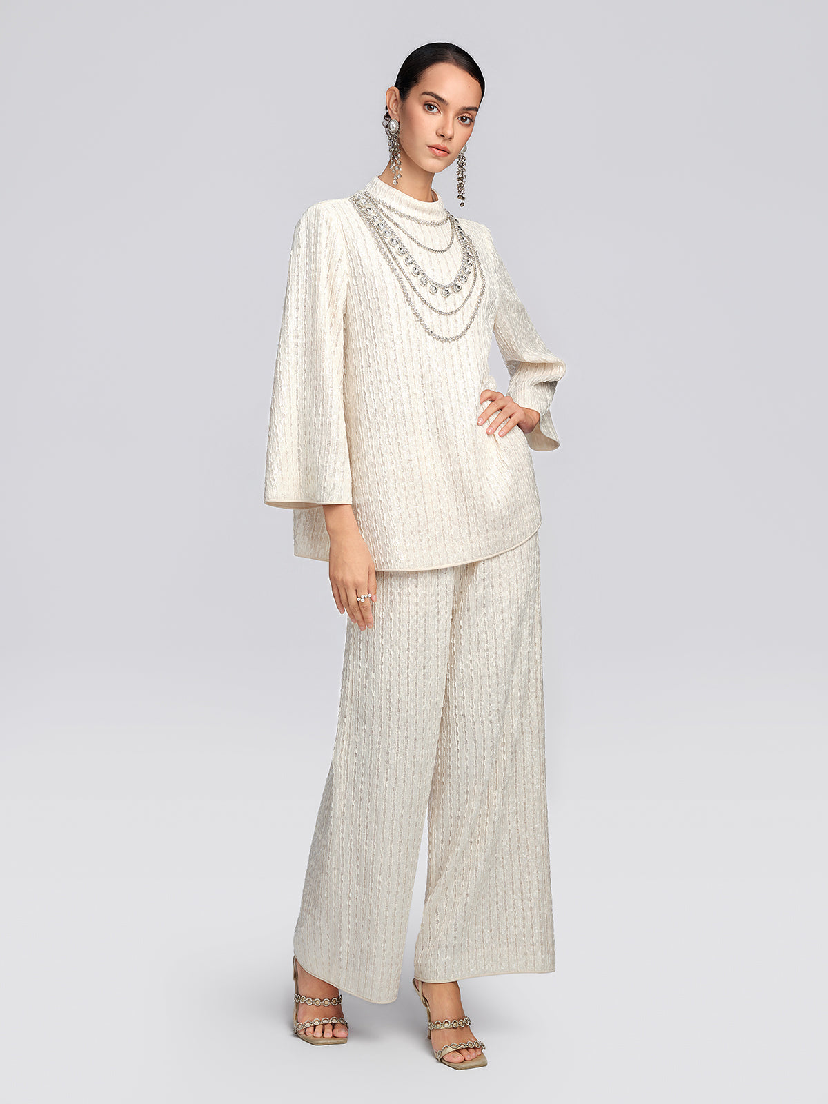 Sequin High Waist Wide Leg Pants
