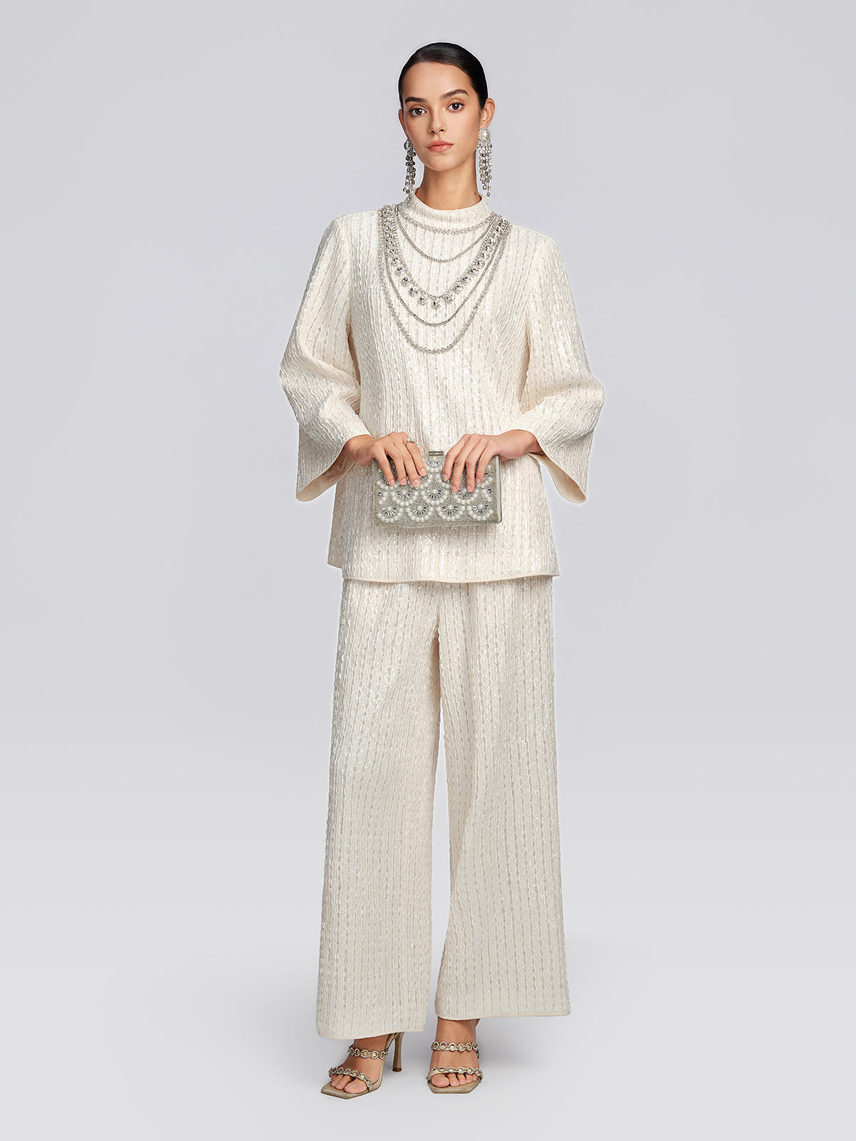 Sequin High Waist Wide Leg Pants