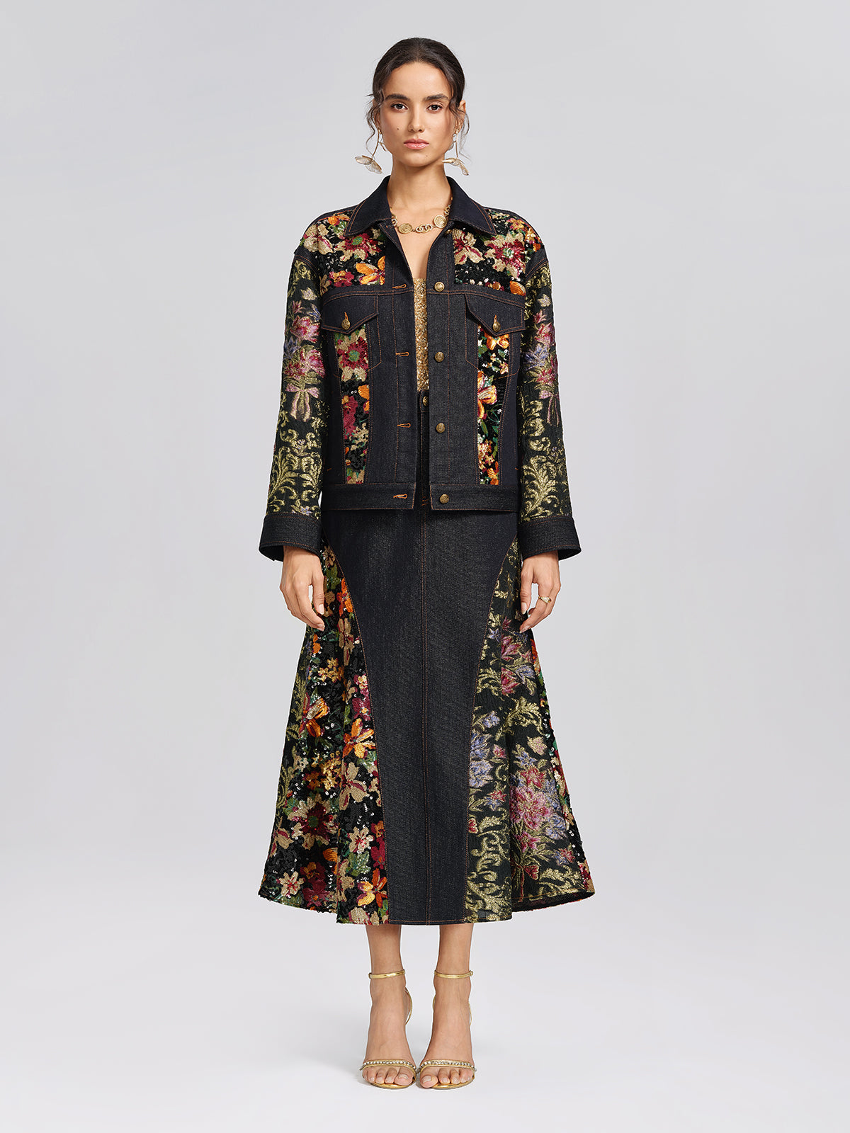 Metallic Denim Sequin Jacquard Jacket