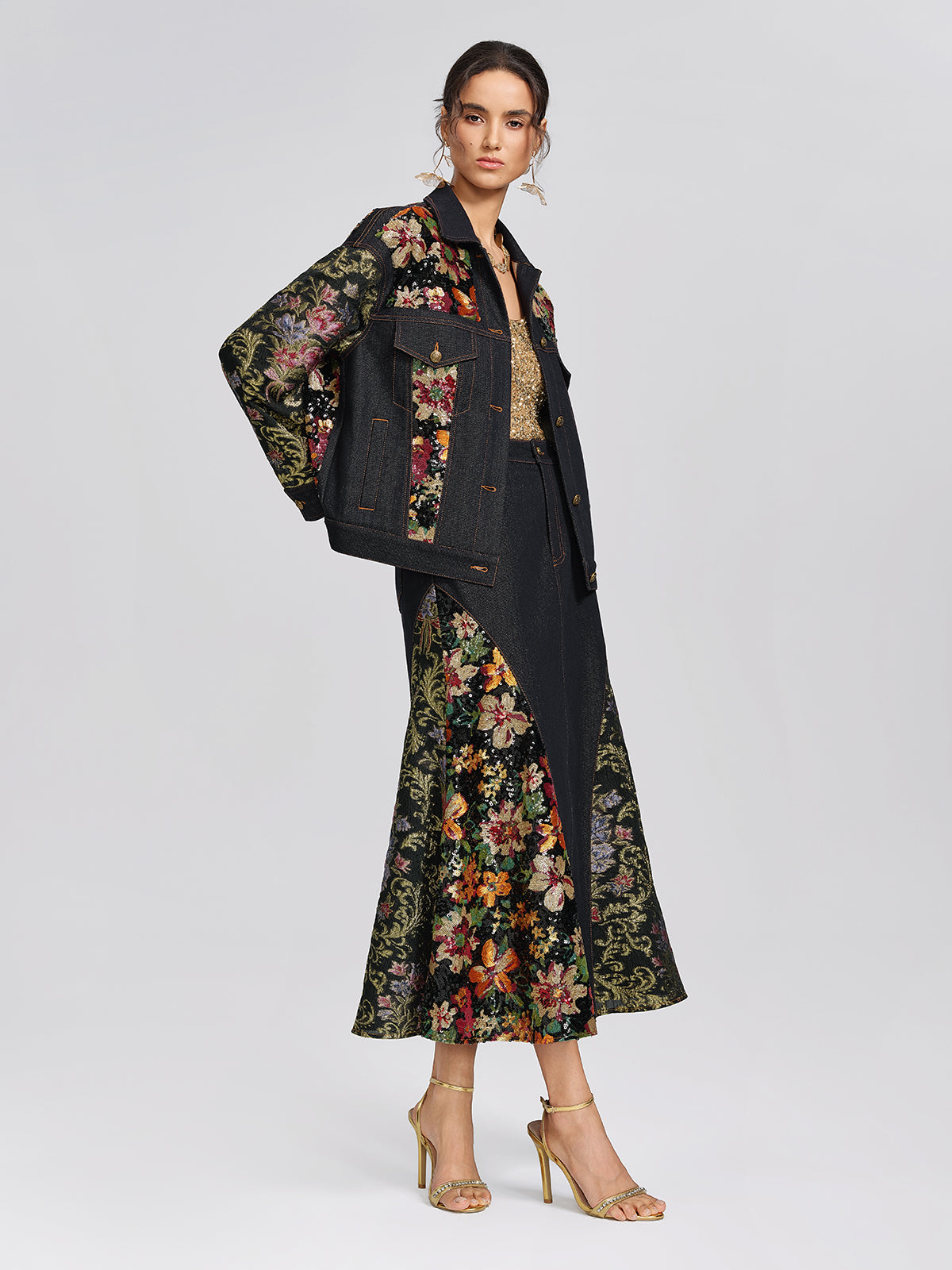 Metallic Denim Sequin Jacquard Jacket