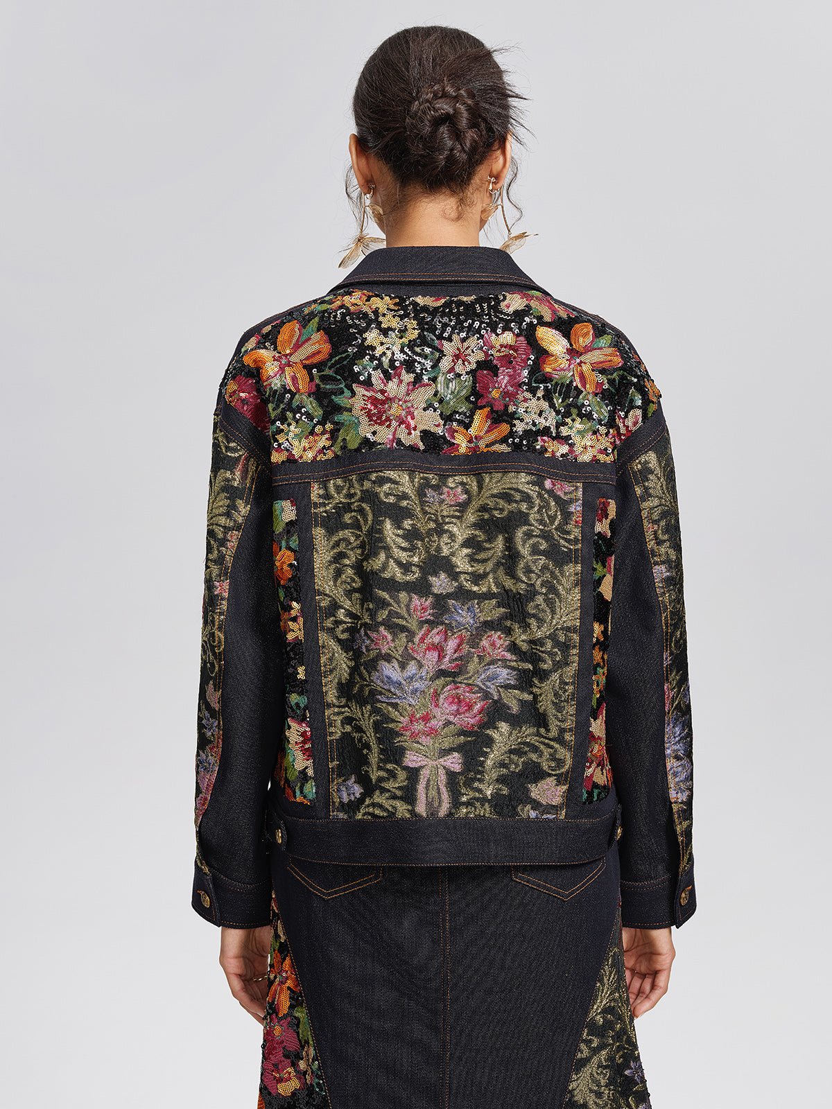 Metallic Denim Sequin Jacquard Jacket