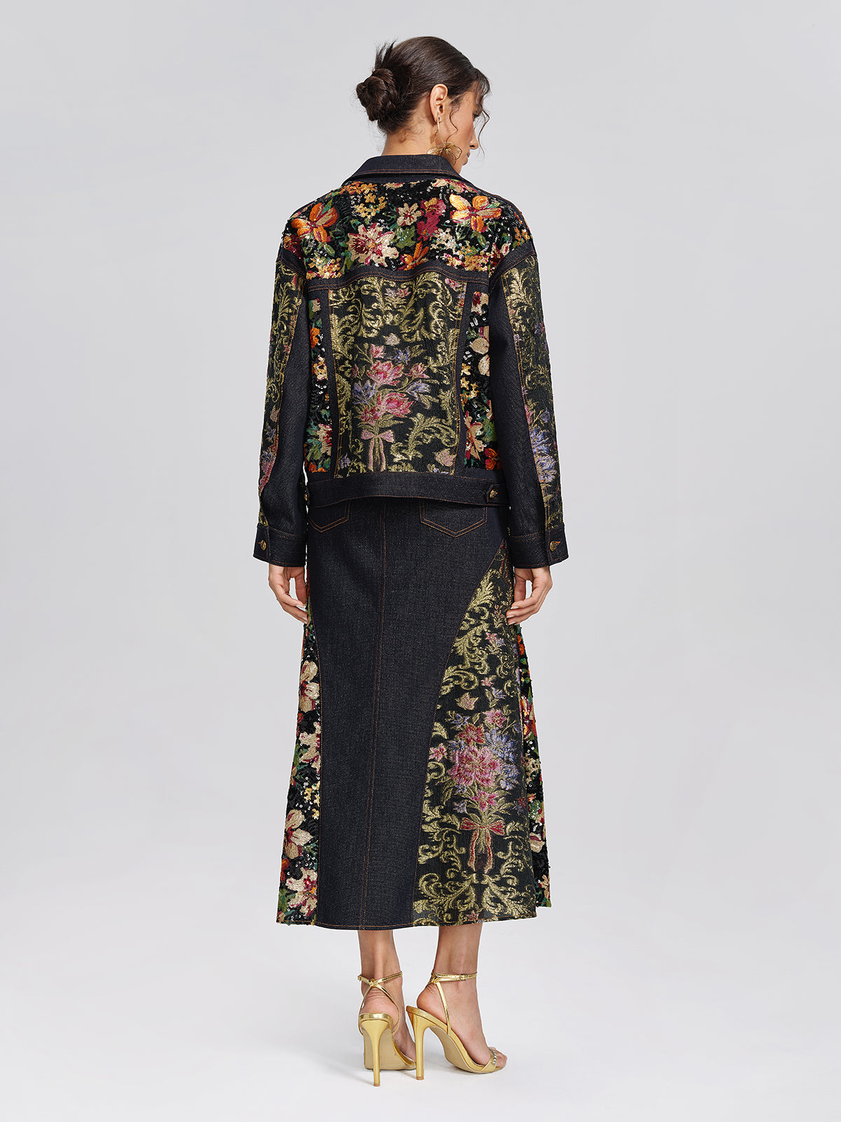 Metallic Denim Sequin Jacquard Jacket