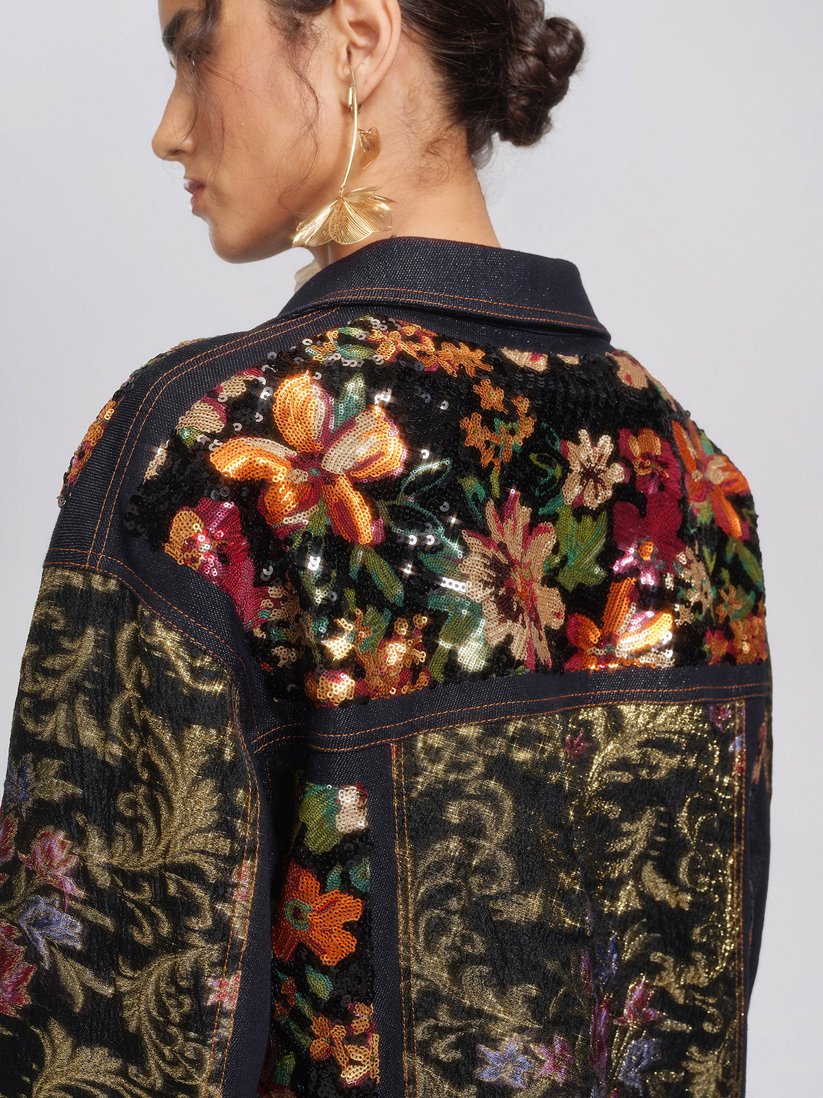 Metallic Denim Sequin Jacquard Jacket