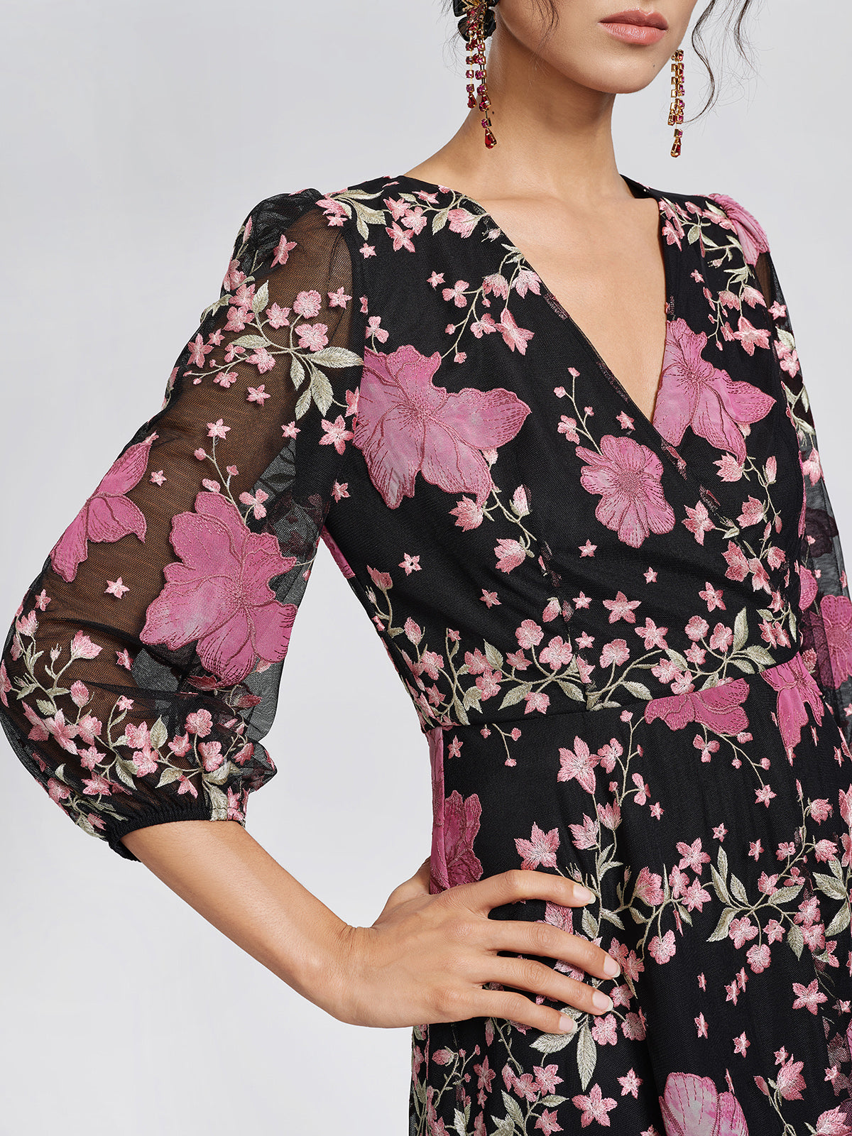 Mesh Floral Embroidery Lace Dress