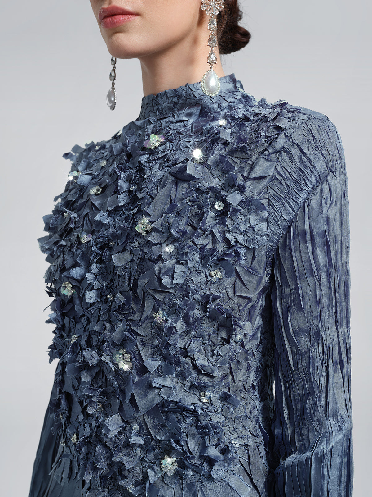 Handcrafted Pleated Texture Beaded Set