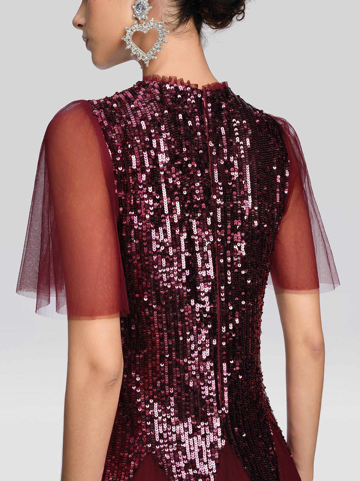 Sequin Mesh Layered A-Line Dress
