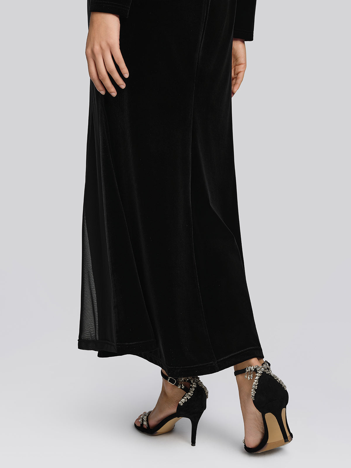 Stretch Velvet Crystal Mesh Mermaid Dress