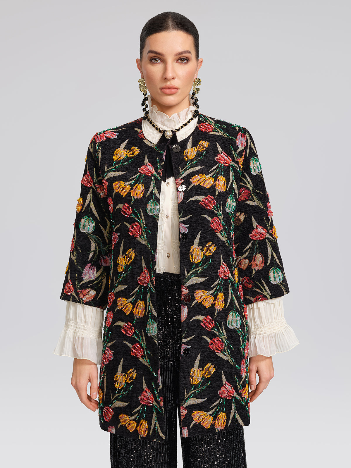 3D Hand-Beaded Statement Jacket