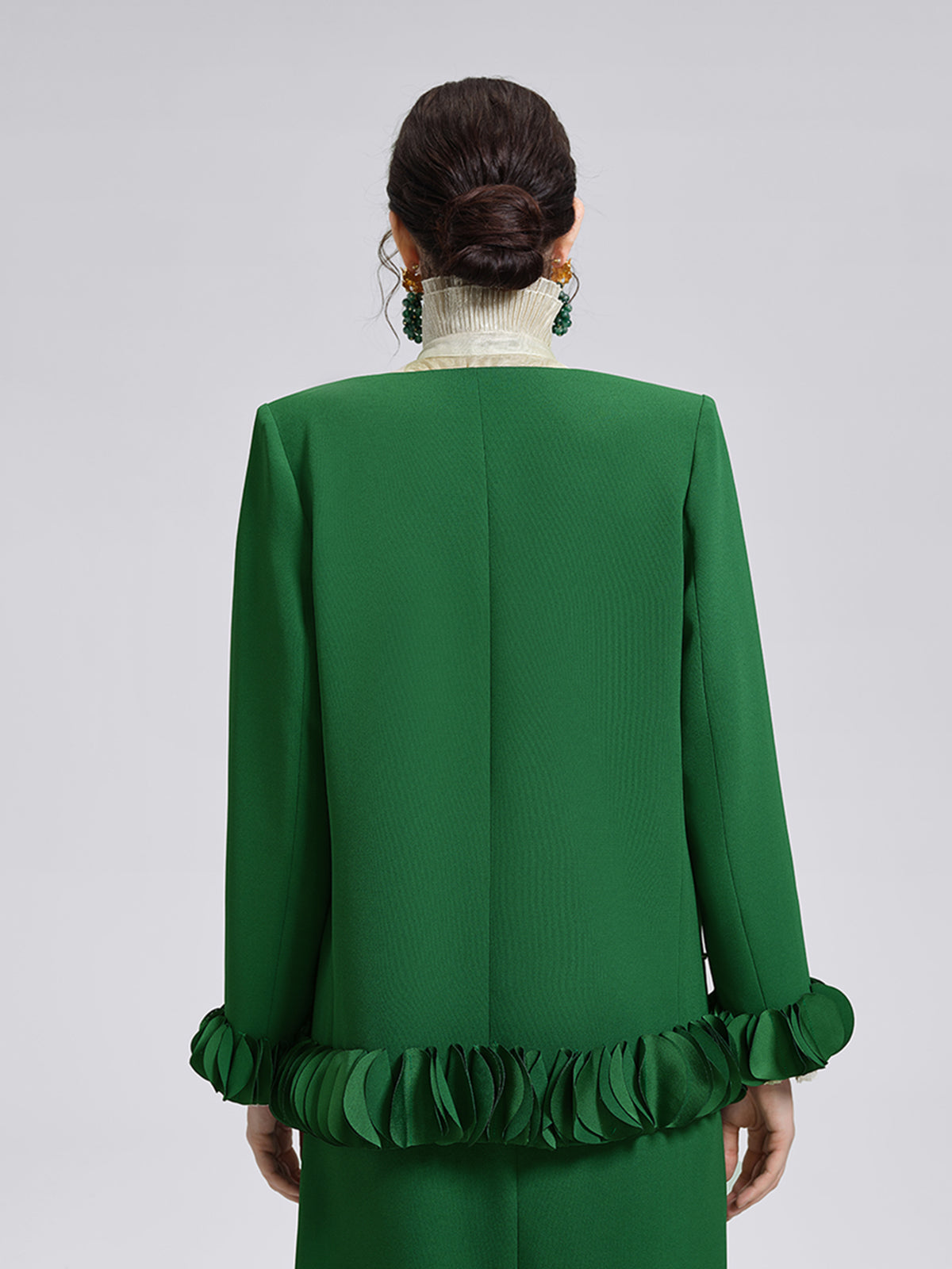 Hand-Beaded Floral Trim Jacket