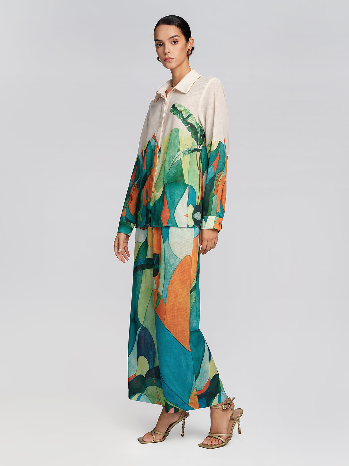 Beaded Tropical Abstract Print Set