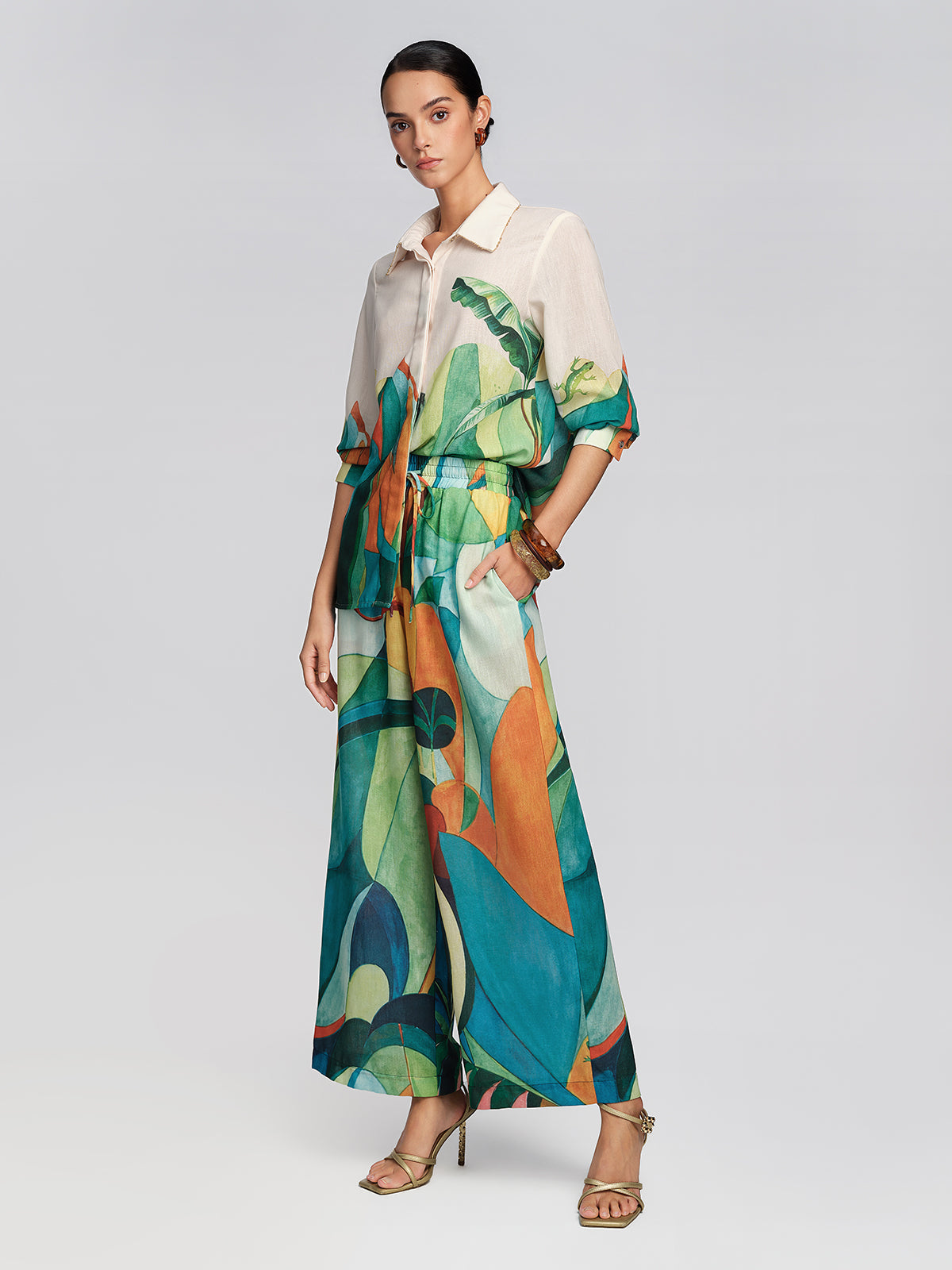 Beaded Tropical Abstract Print Set