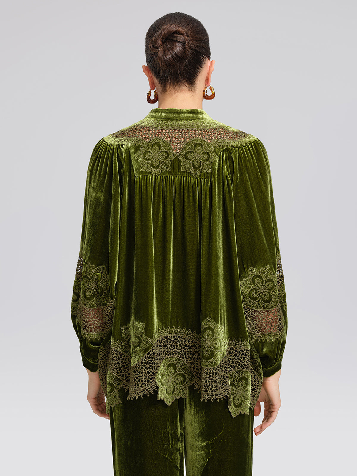 H-line Cutout Silk Velvet Top