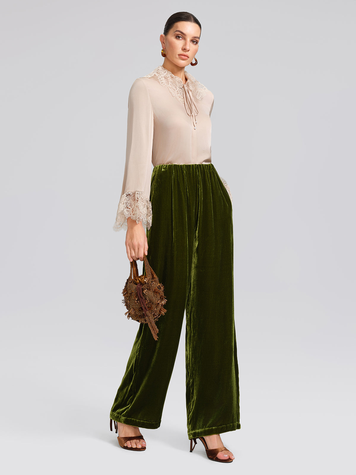 Silk Lace Collar Shirt