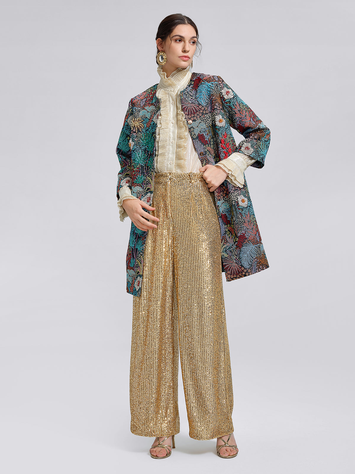 Handcrafted Multiflora Jacquard Beaded Jacket