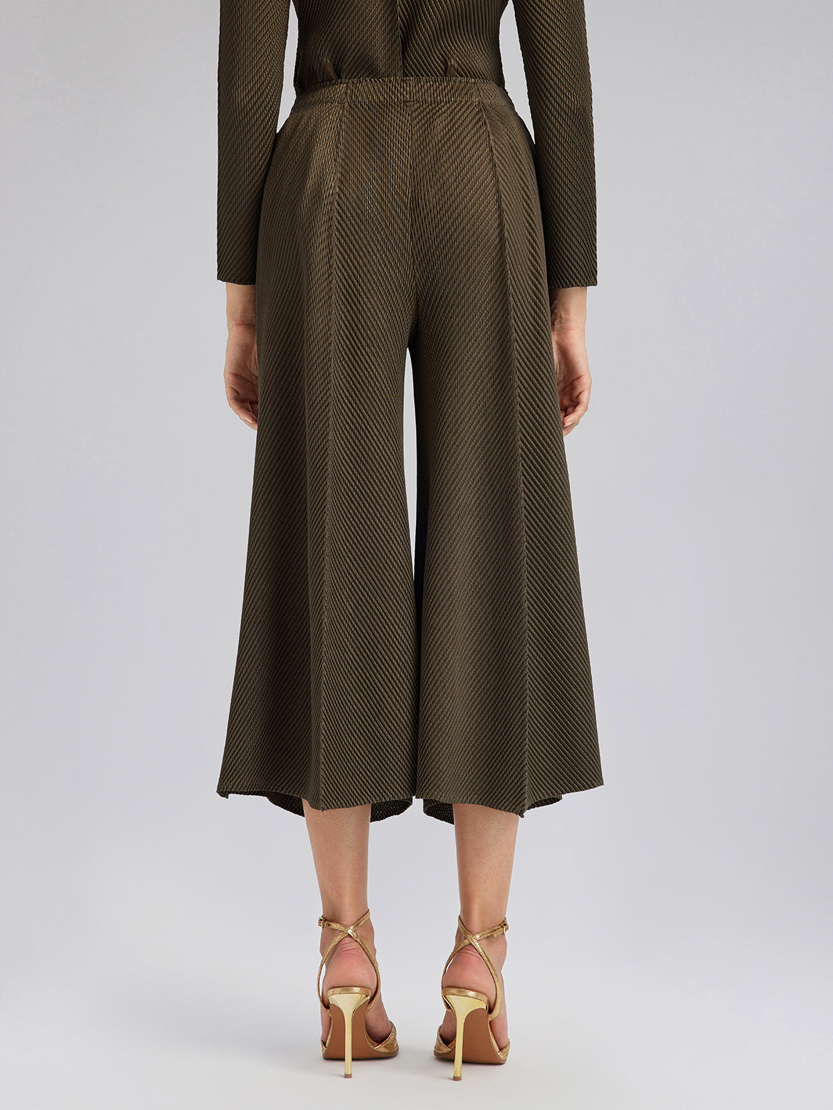 Final Sale | Pleated-Texture Elastic-Waist Wide-Leg Pants