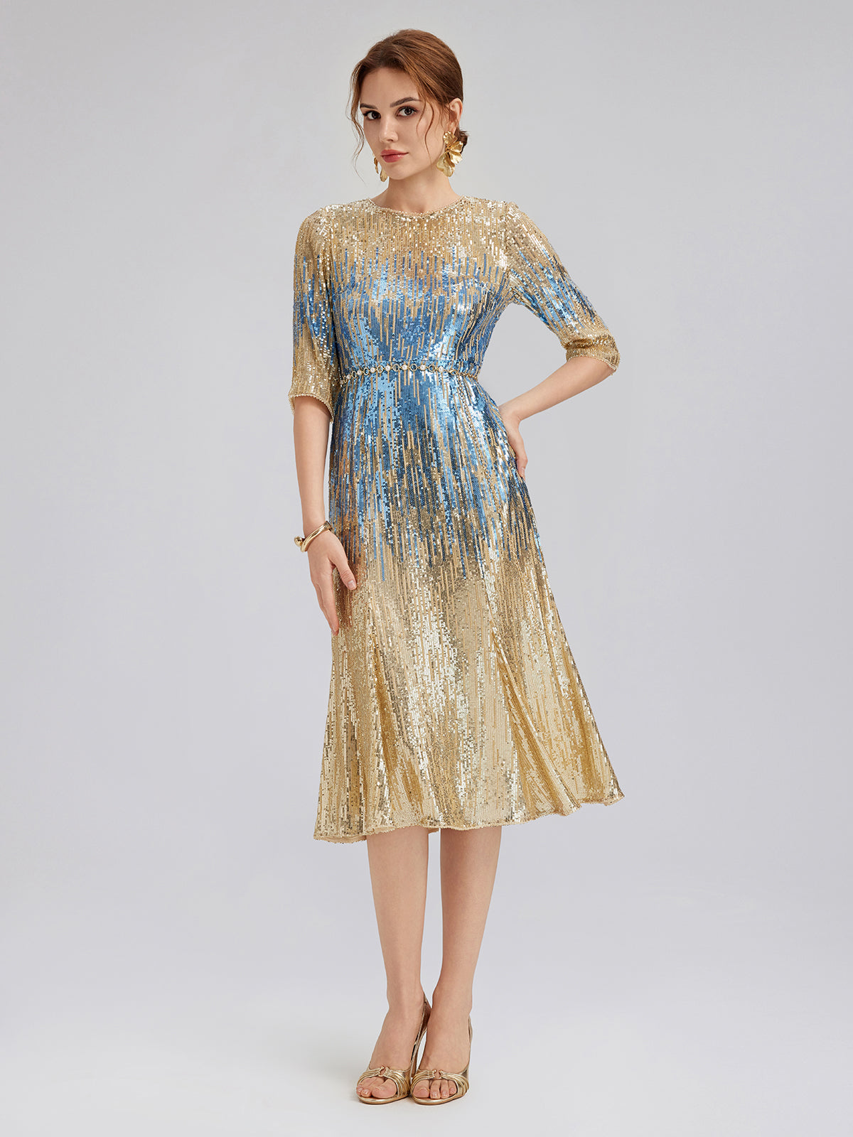 Soft Ombre Stretch Sequin Dress