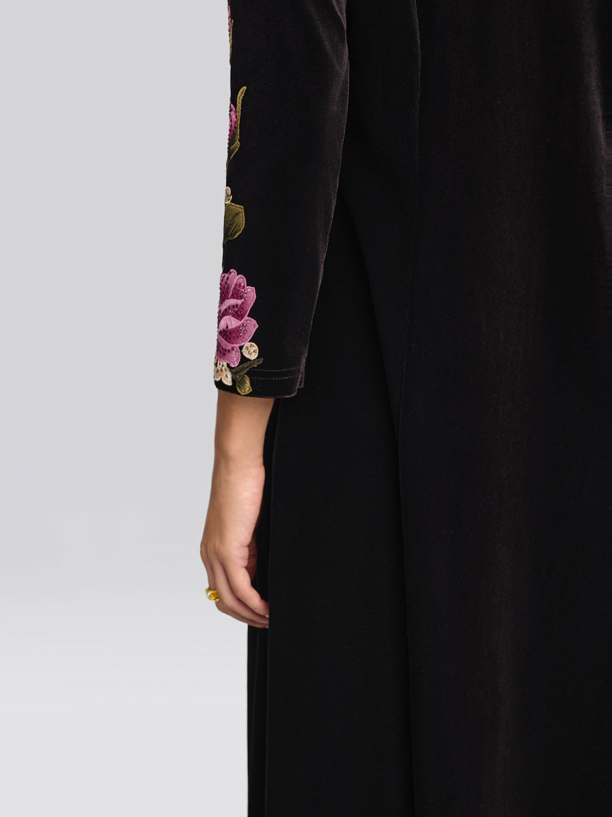 Velvet Rose Embroidered Rhinestone Dress