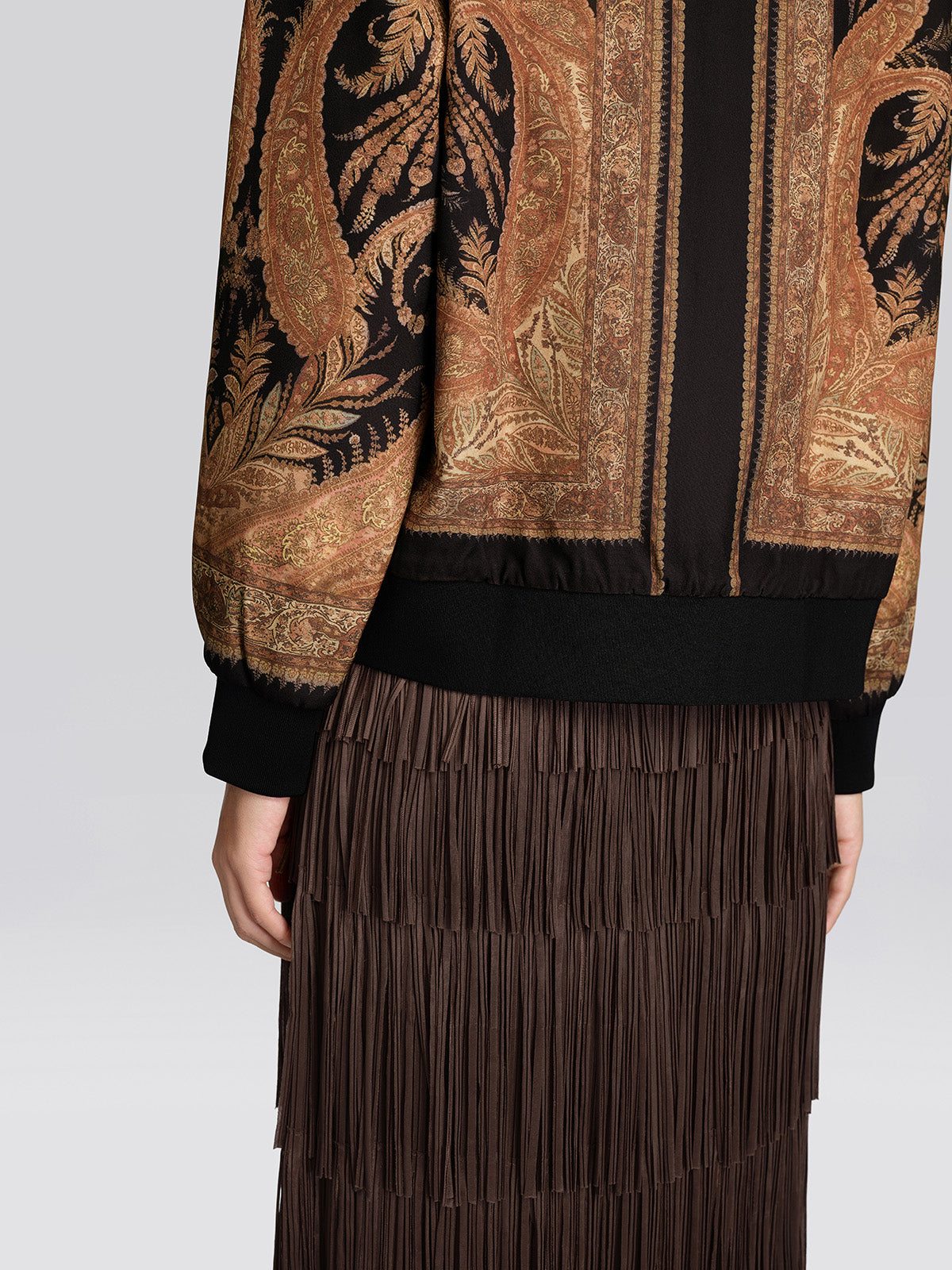 Paisley Print Rhinestone Bomber Jacket