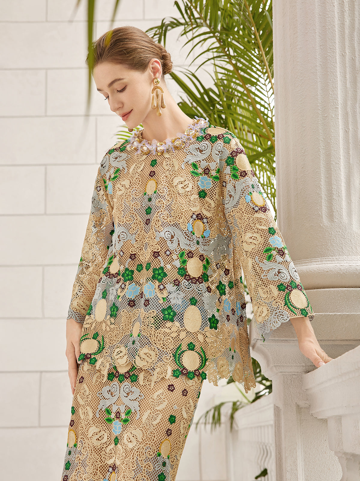 Bohemian Embroidered Floral Hand-Beaded Top